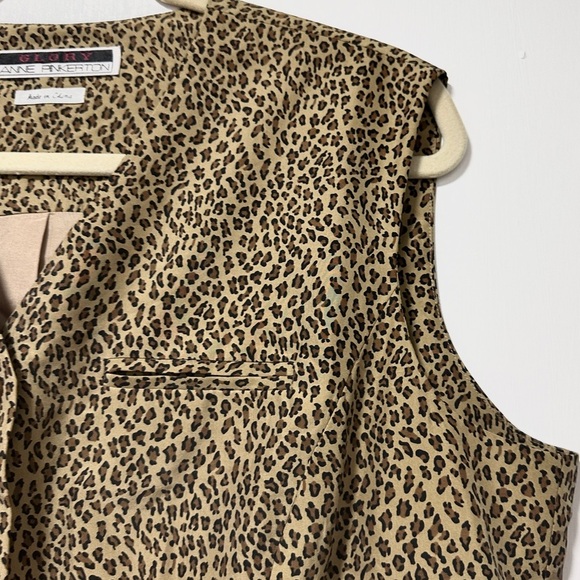 Vintage Glory Anne Pinkerton Cheetah Print Silk Beige Vest Women’s Size Large - Picture 5 of 16